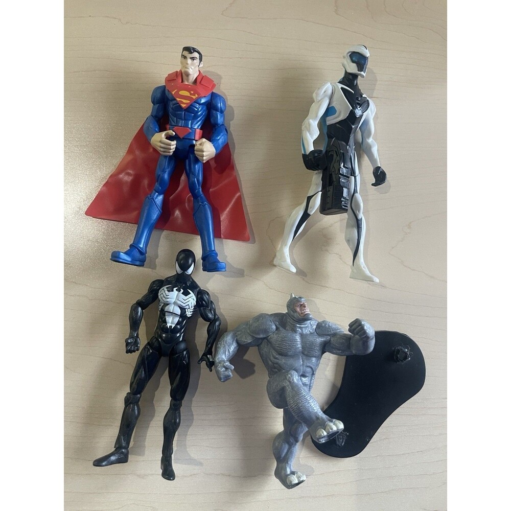 Lot of 6” DC Superheroes Marvel Superman, Symbiote Spider-Man, Rhino, Max Steel